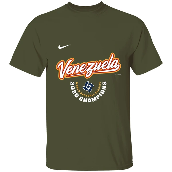 venezuela baseball nike 2026 world baseball classic champions arched logo shirt militarygreen