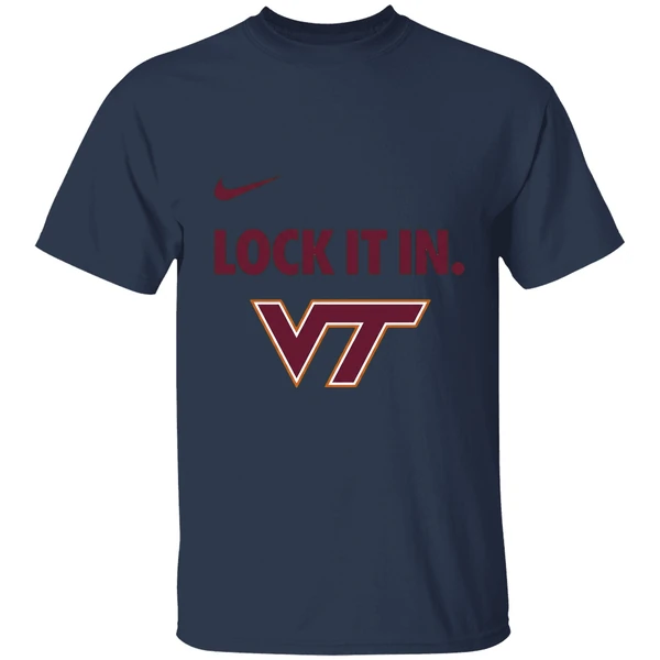 virginia tech hokies lock it in logo shirt navy