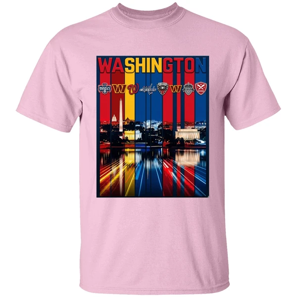 washington sports team logo city skyline shirt lightpink