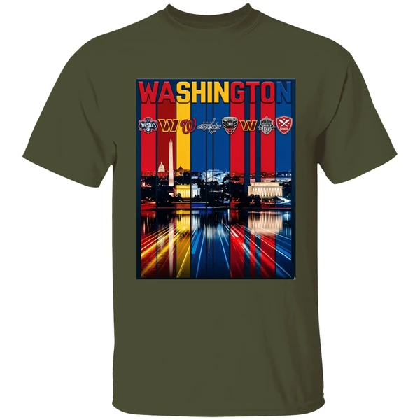 washington sports team logo city skyline shirt militarygreen