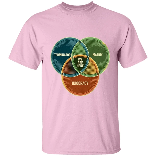 We Are Here Venn Diagram Terminator Matrix Idiocracy Shirt - Image 2