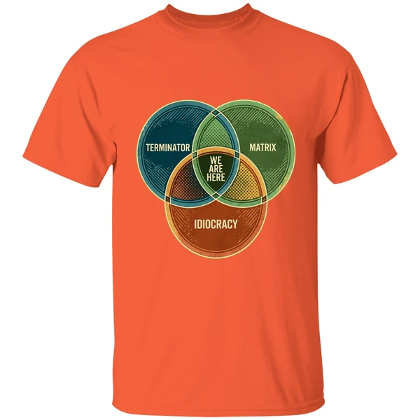 We Are Here Venn Diagram Terminator Matrix Idiocracy Shirt - Image 3