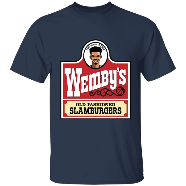 wembanyama san antonio wendys parody wembys slamburgers shirt navy