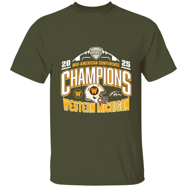 western michigan broncos 2025 mid american conference football champions shirt militarygreen
