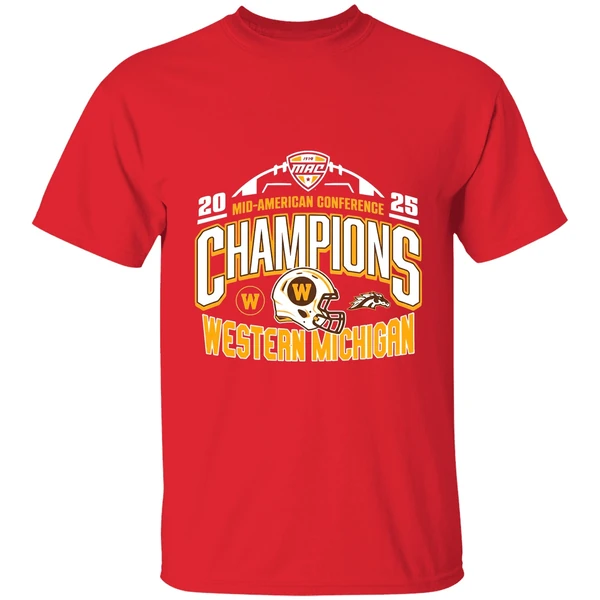 Western Michigan Broncos 2025 Mid American Conference Football Champions Shirt - Image 7