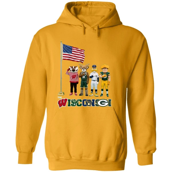 Wisconsin Sports Team Mascots Patriotic Salute Hoodie