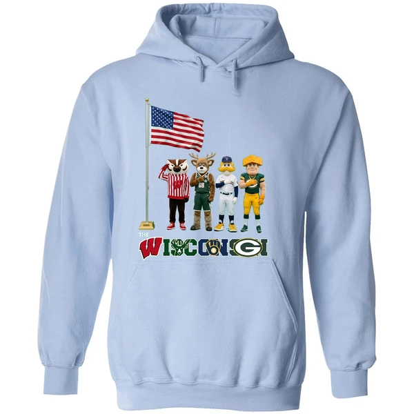 Wisconsin Sports Team Mascots Patriotic Salute Hoodie - Image 4