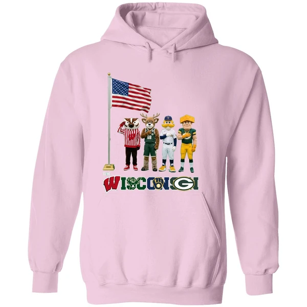 Wisconsin Sports Team Mascots Patriotic Salute Hoodie - Image 5