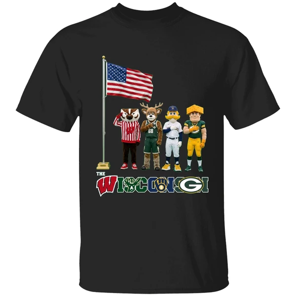 Wisconsin Sports Team Mascots Patriotic Salute Shirt