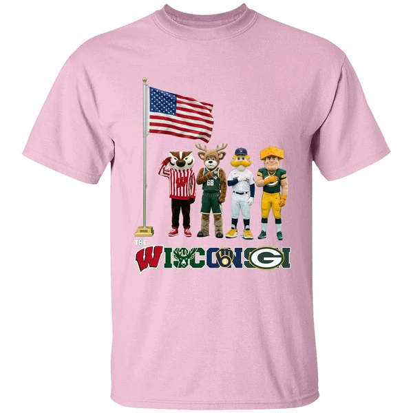 wisconsin sports team mascots patriotic salute shirt lightpink