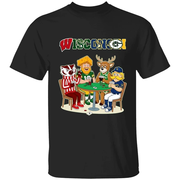 Wisconsin Sports Team Mascots Playing Poker Shirt