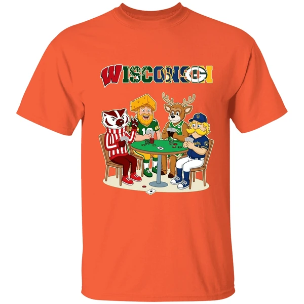 Wisconsin Sports Team Mascots Playing Poker Shirt - Image 6