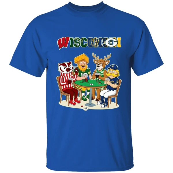 Wisconsin Sports Team Mascots Playing Poker Shirt - Image 8