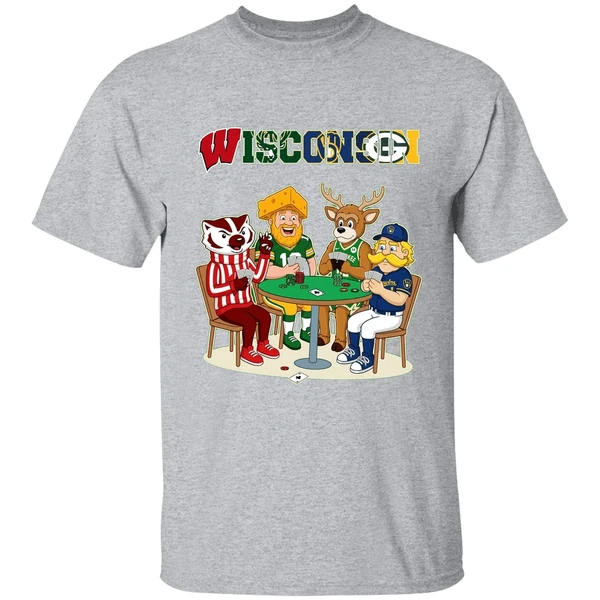 Wisconsin Sports Team Mascots Playing Poker Shirt - Image 9
