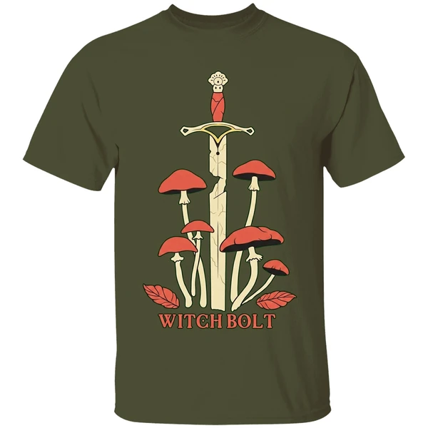 witch bolt shroom sword shirt militarygreen
