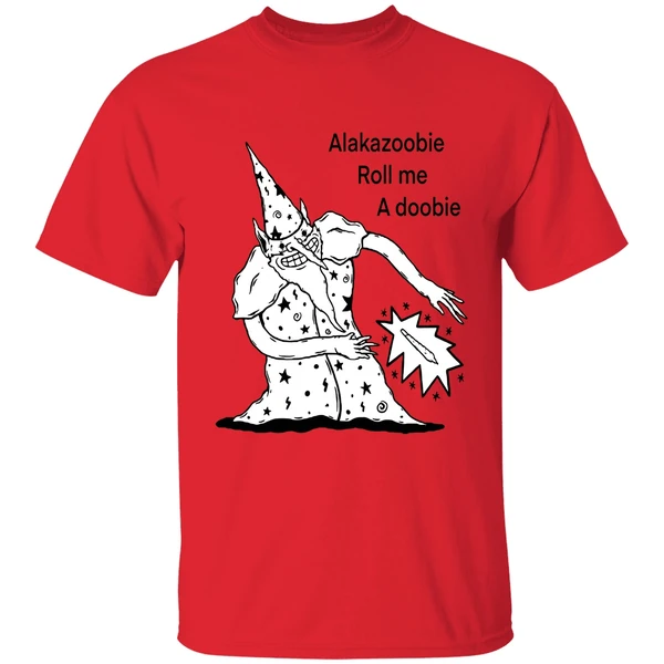 wizard alakazoobie roll me a doobie shirt red