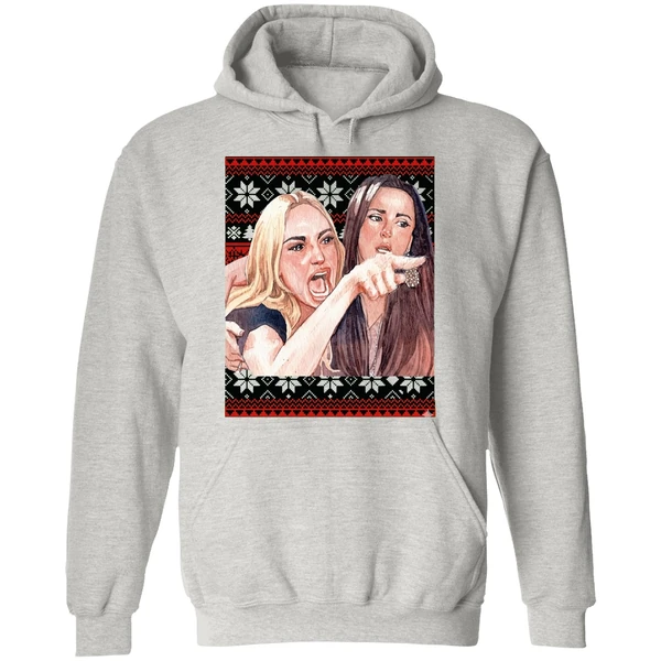 Woman Yelling At Cat Christmas Hoodie - Image 9