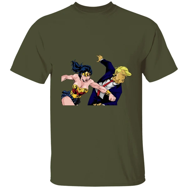 Wonder Woman Punching Donald Trump Face Shirt - Image 3