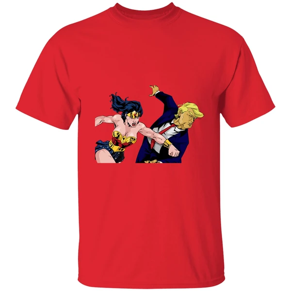 Wonder Woman Punching Donald Trump Face Shirt - Image 6