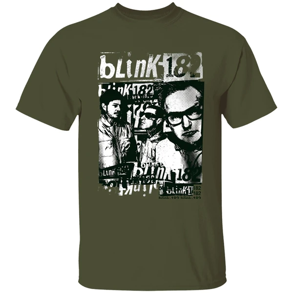 world tour 2023 blink 182 band shirt militarygreen