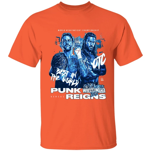 wrestlemania 42 cm punk vs roman reigns matchup shirt orange