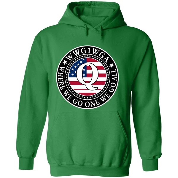 Wwg1wga Where We Go One We Go All Qanon Flag Emblem Hoodie - Image 2