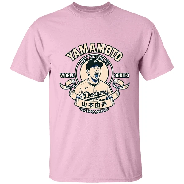 yamamoto-los-angeles-dodgers-world-series-2025-shirt-lightpink