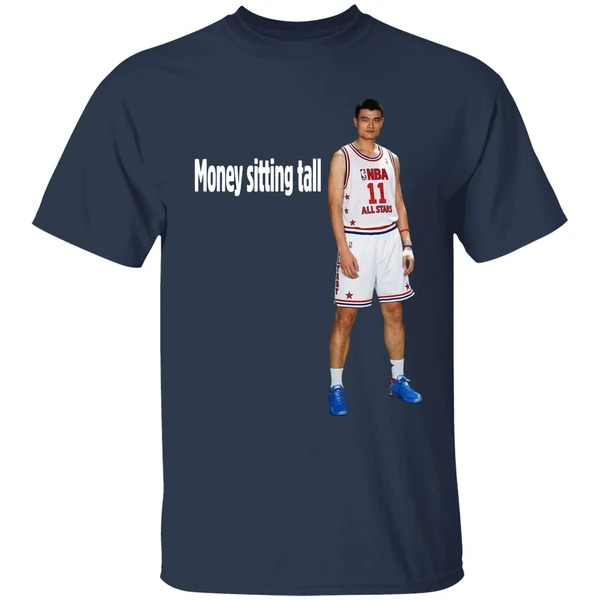 yao ming money sitting tall shirt navy