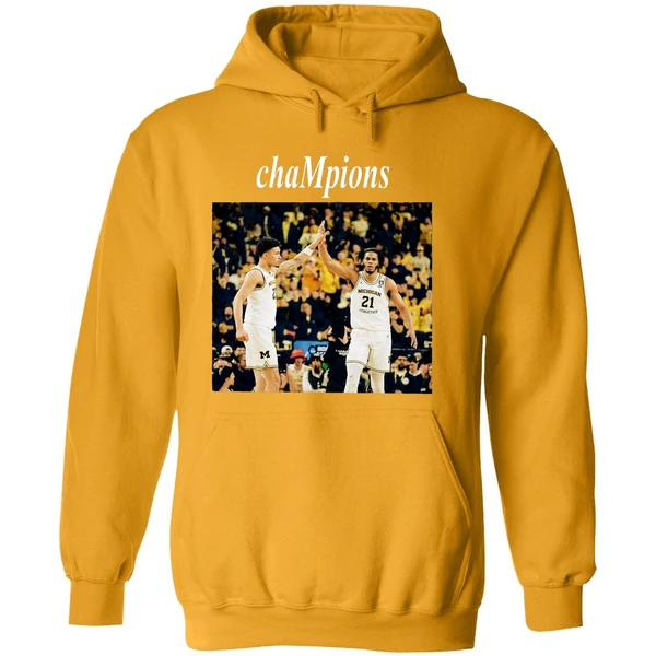 Yaxel Lendeborg And Morez Johnson Jr High Five Michigan Wolverines 2026 Champions Hoodie