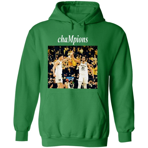 Yaxel Lendeborg And Morez Johnson Jr High Five Michigan Wolverines 2026 Champions Hoodie - Image 2