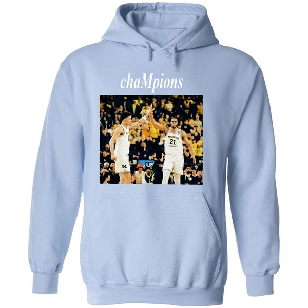 Yaxel Lendeborg And Morez Johnson Jr High Five Michigan Wolverines 2026 Champions Hoodie - Image 4
