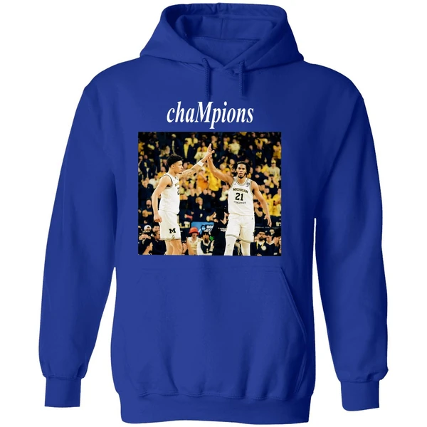 Yaxel Lendeborg And Morez Johnson Jr High Five Michigan Wolverines 2026 Champions Hoodie - Image 7