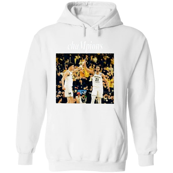 Yaxel Lendeborg And Morez Johnson Jr High Five Michigan Wolverines 2026 Champions Hoodie - Image 8