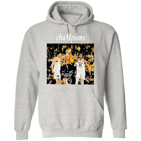 Yaxel Lendeborg And Morez Johnson Jr High Five Michigan Wolverines 2026 Champions Hoodie - Image 9