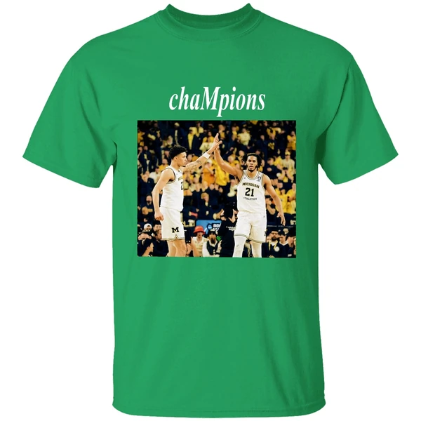 Yaxel Lendeborg And Morez Johnson Jr High Five Michigan Wolverines 2026 Champions Shirt - Image 2