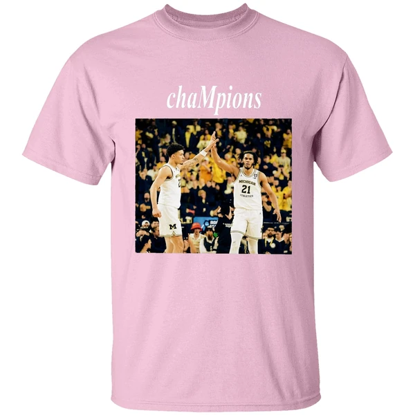 Yaxel Lendeborg And Morez Johnson Jr High Five Michigan Wolverines 2026 Champions Shirt - Image 3