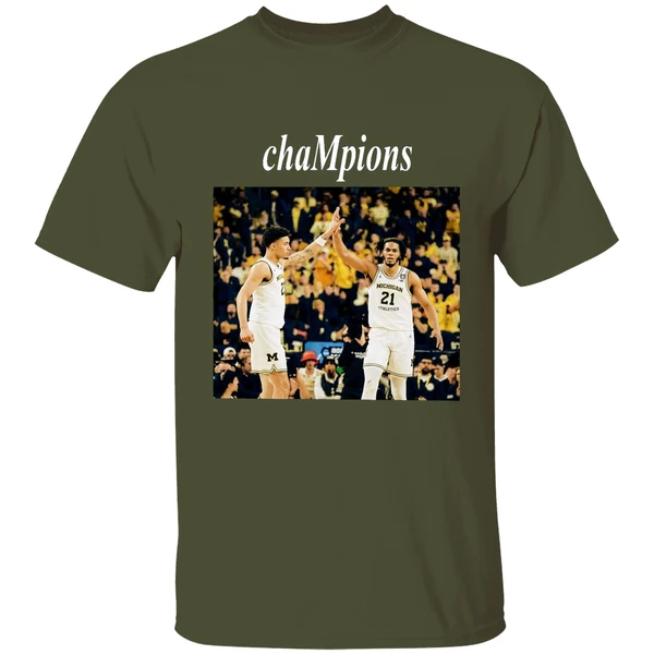 Yaxel Lendeborg And Morez Johnson Jr High Five Michigan Wolverines 2026 Champions Shirt - Image 4