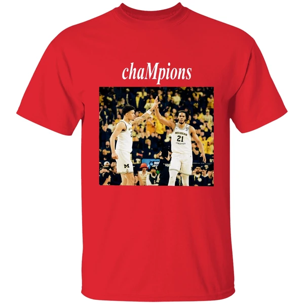 Yaxel Lendeborg And Morez Johnson Jr High Five Michigan Wolverines 2026 Champions Shirt - Image 7