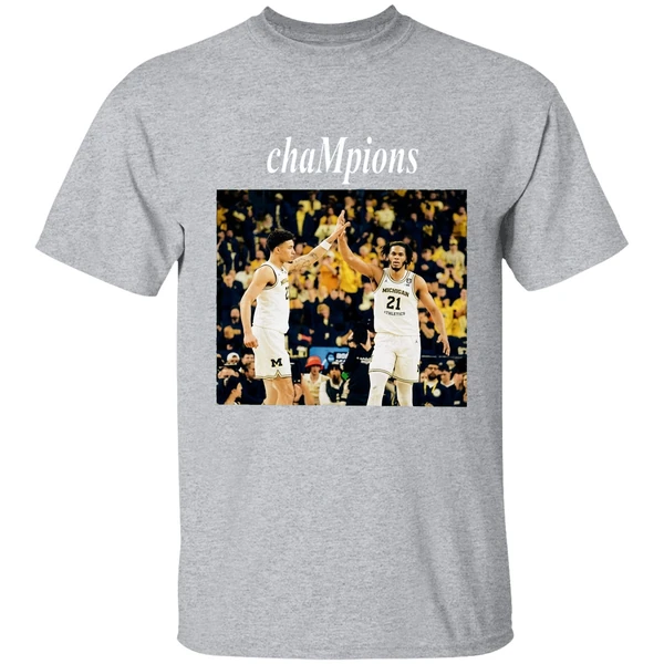 Yaxel Lendeborg And Morez Johnson Jr High Five Michigan Wolverines 2026 Champions Shirt - Image 9