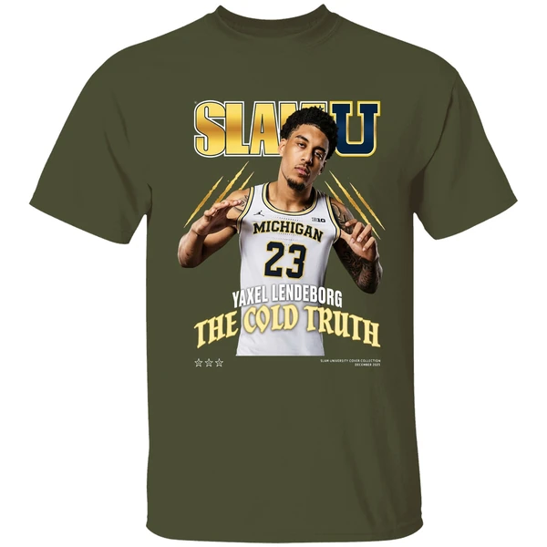 yaxel lendeborg the cold truth michigan wolverines nba slam u shirt militarygreen