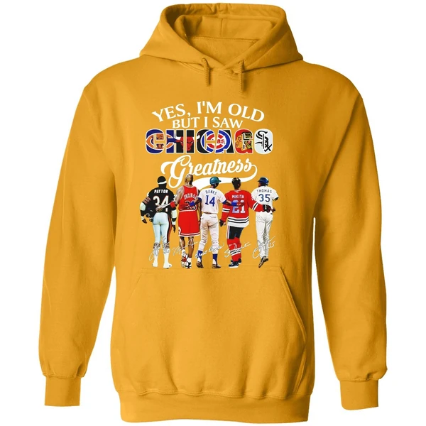 Yes Im Old But I Saw Chicago Greatness Chicago Bears Bulls Cubs Blackhawks Hoodie
