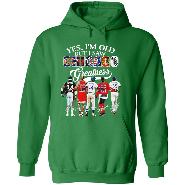 Yes Im Old But I Saw Chicago Greatness Chicago Bears Bulls Cubs Blackhawks Hoodie - Image 2