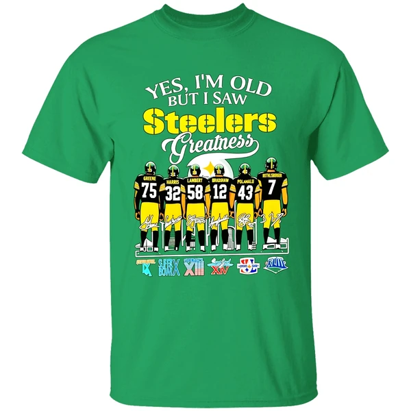 Yes I'm Old But I Saw Steelers Greatness Super Bowl Signatures Shirt - Image 8