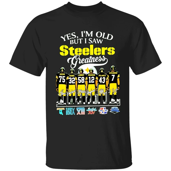 Yes I'm Old But I Saw Steelers Greatness Super Bowl Signatures Shirt - Image 9