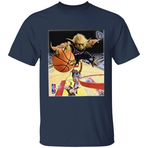 yoda slam dunk basketball nets shirt navy